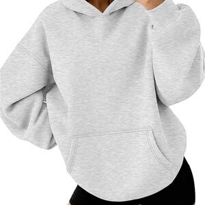 Amazon Women's Light Heather Gray Hooded Pullover Sweatshirt